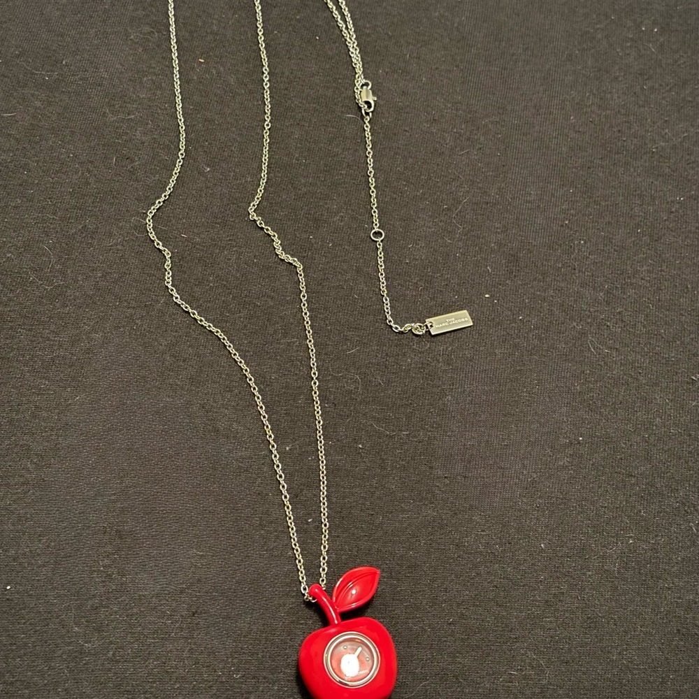 Marc Jacobs Red Apple Necklace with Silver Chain